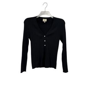 Tuckernuck Hendrix Henley Black Ribbed Texture Size Medium